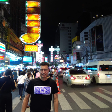 me standing on Chinatown street at night