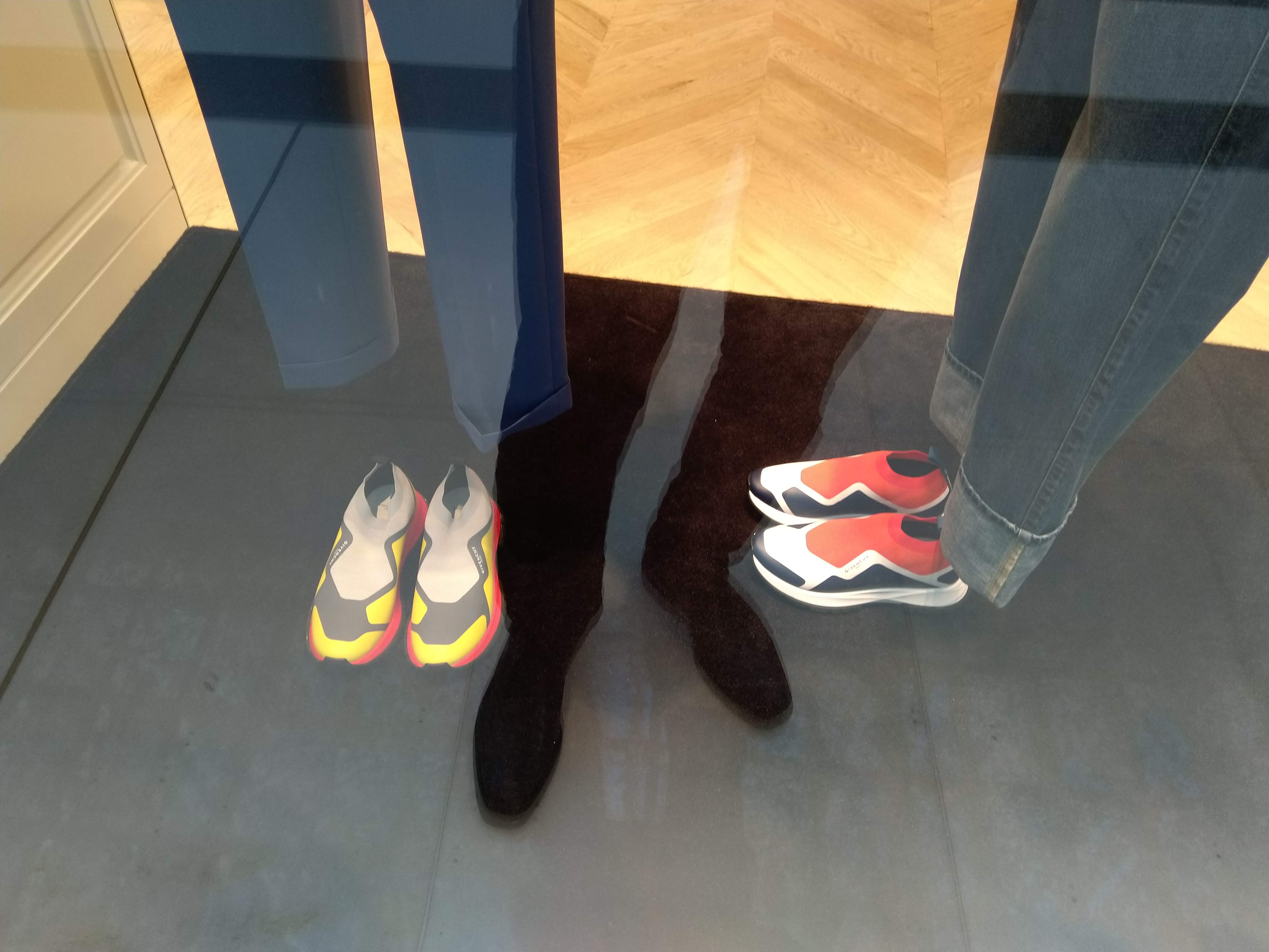 stylish shoes in store window