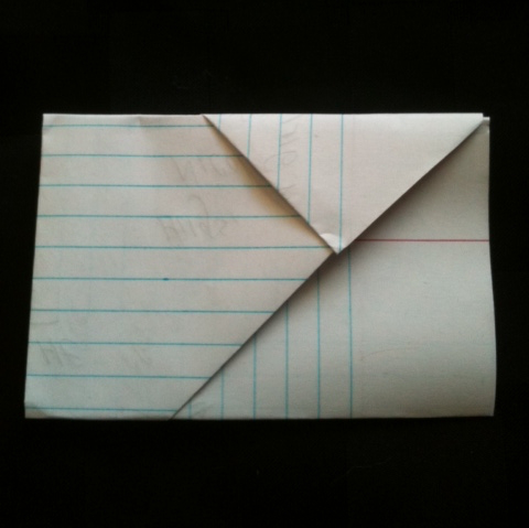 note folded the way school kids do